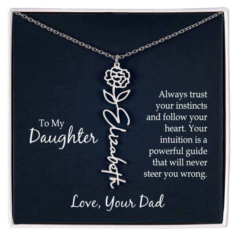 Personalized Daughter Birth Flower Name Necklace