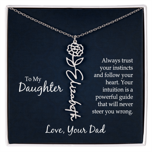 Personalized Daughter Birth Flower Name Necklace