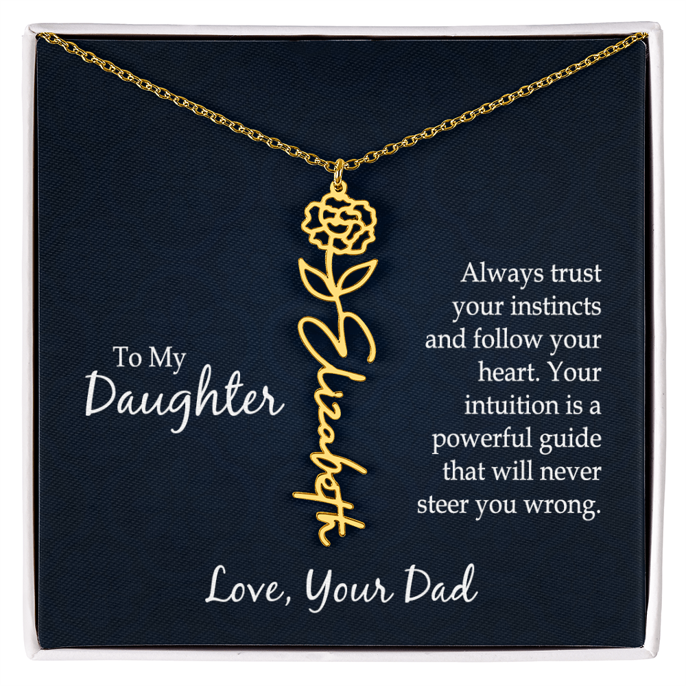 Personalized Daughter Birth Flower Name Necklace