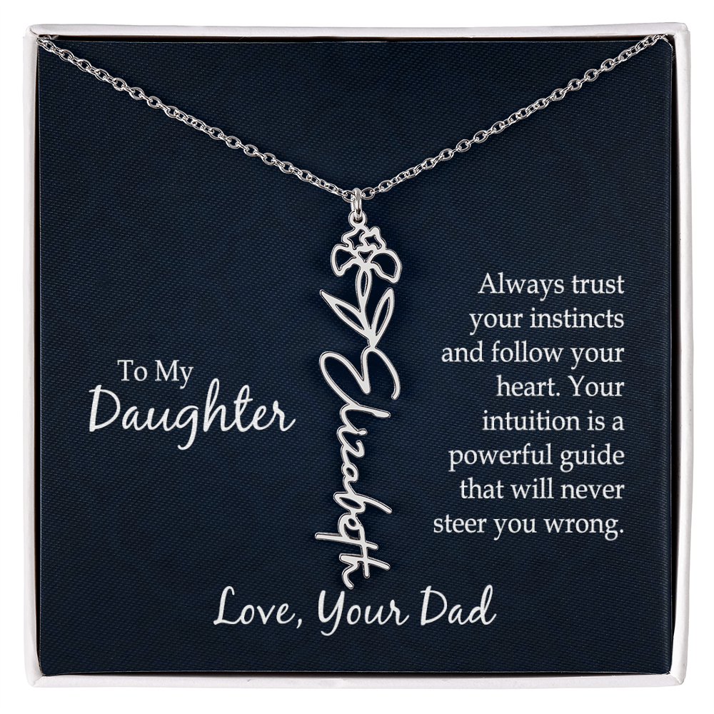 Personalized Daughter Birth Flower Name Necklace