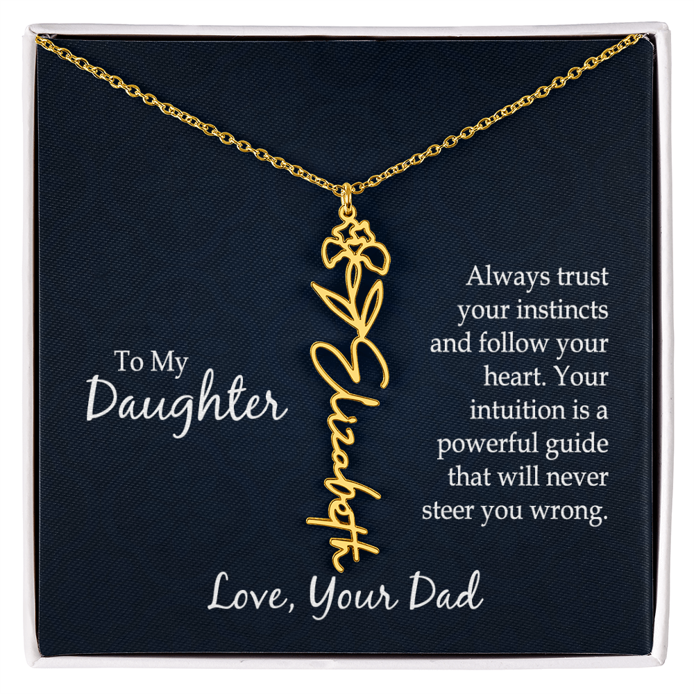 Personalized Daughter Birth Flower Name Necklace