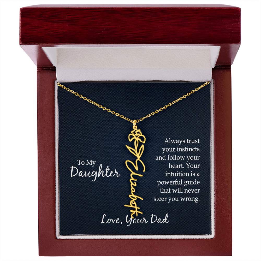 Personalized Daughter Birth Flower Name Necklace