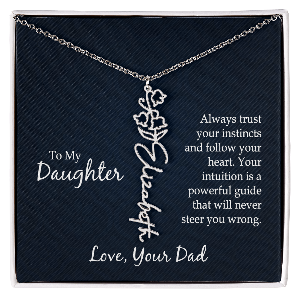 Personalized Daughter Birth Flower Name Necklace