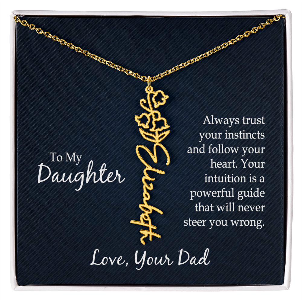 Personalized Daughter Birth Flower Name Necklace