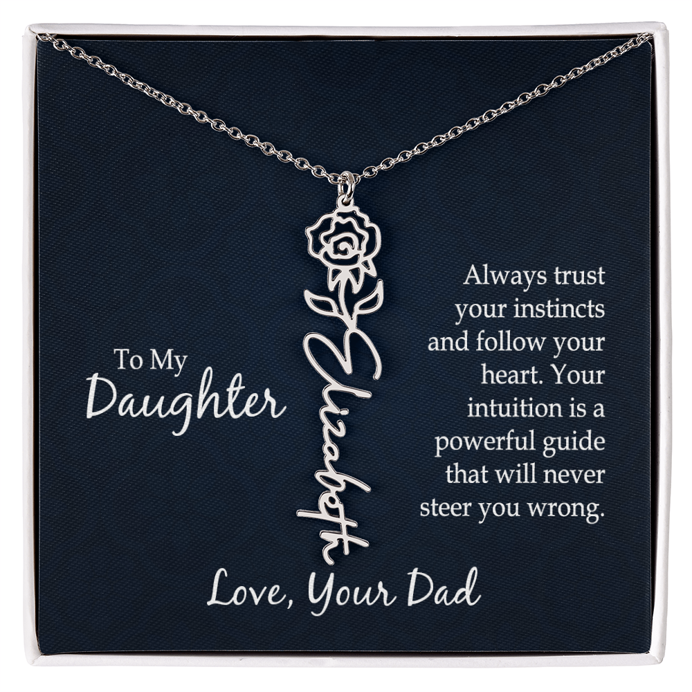Personalized Daughter Birth Flower Name Necklace