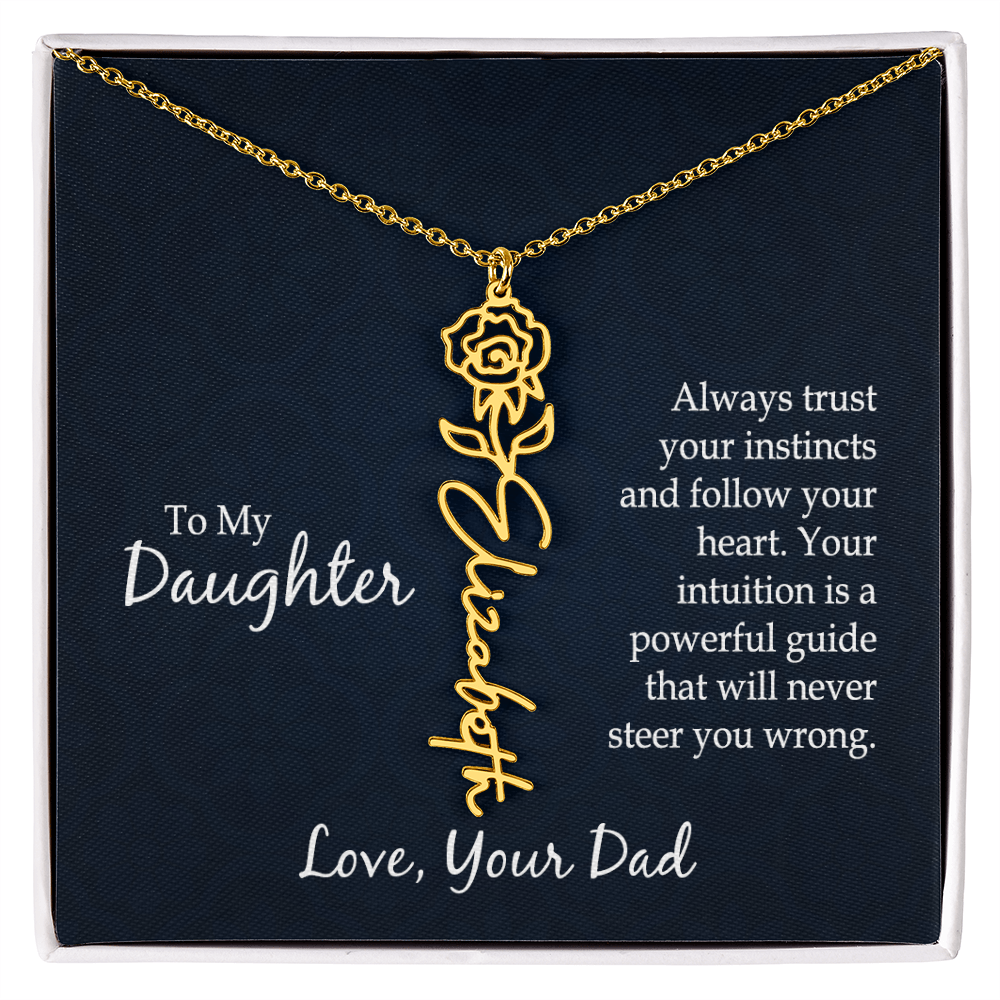 Personalized Daughter Birth Flower Name Necklace