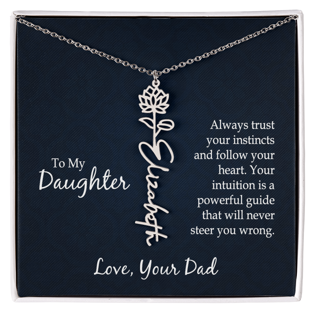 Personalized Daughter Birth Flower Name Necklace
