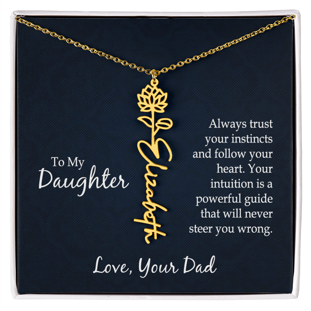 Personalized Daughter Birth Flower Name Necklace