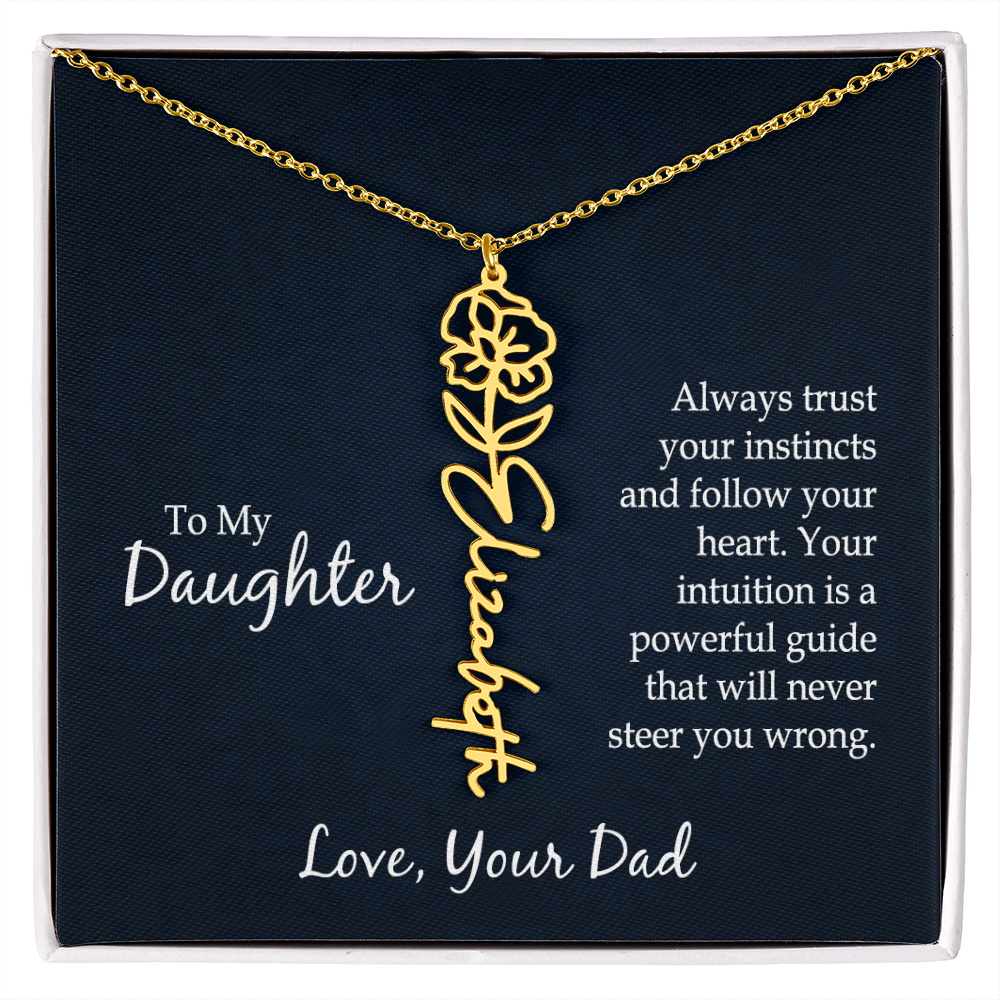 Personalized Daughter Birth Flower Name Necklace