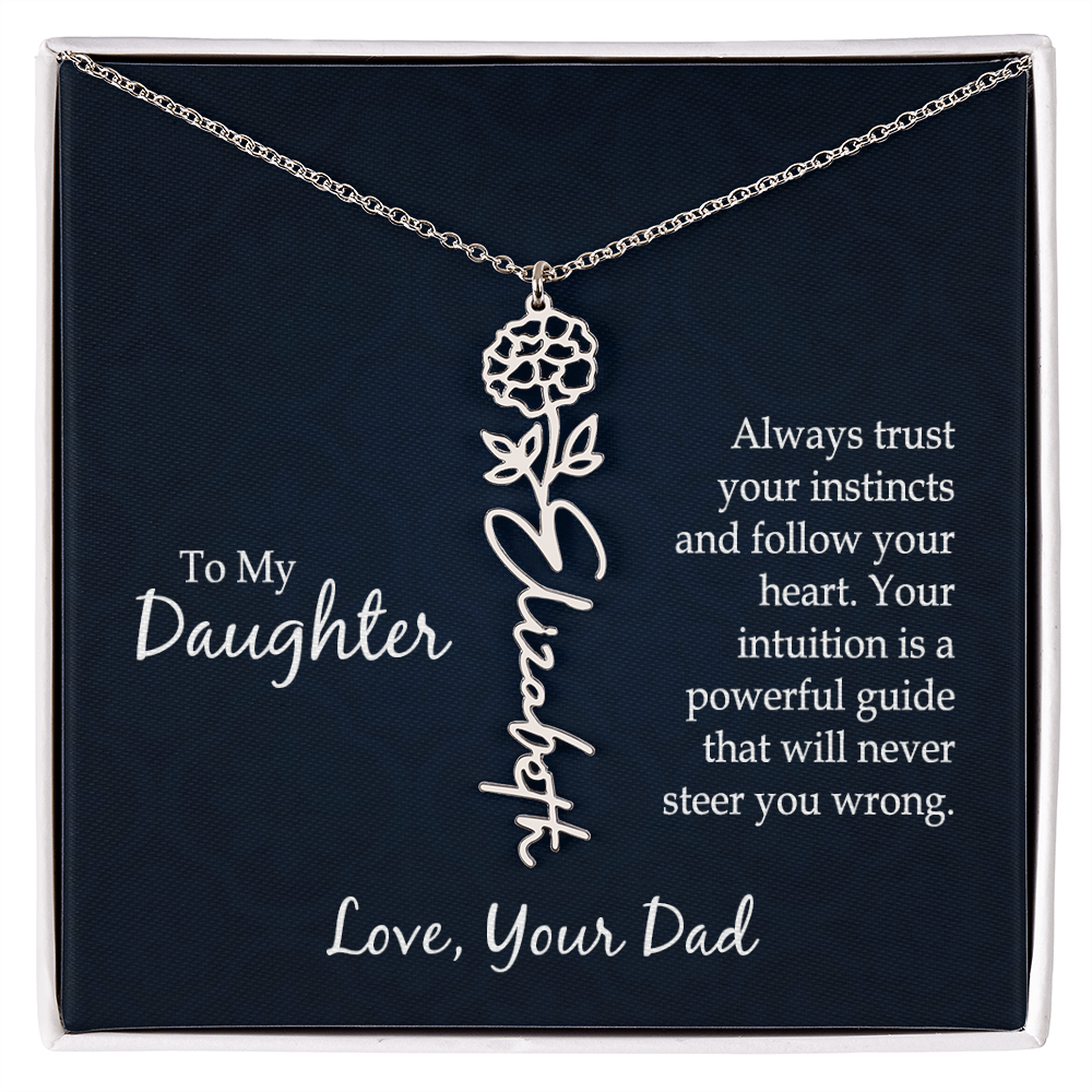 Personalized Daughter Birth Flower Name Necklace