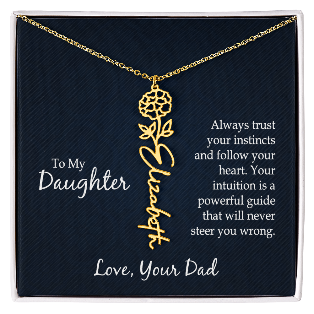 Personalized Daughter Birth Flower Name Necklace