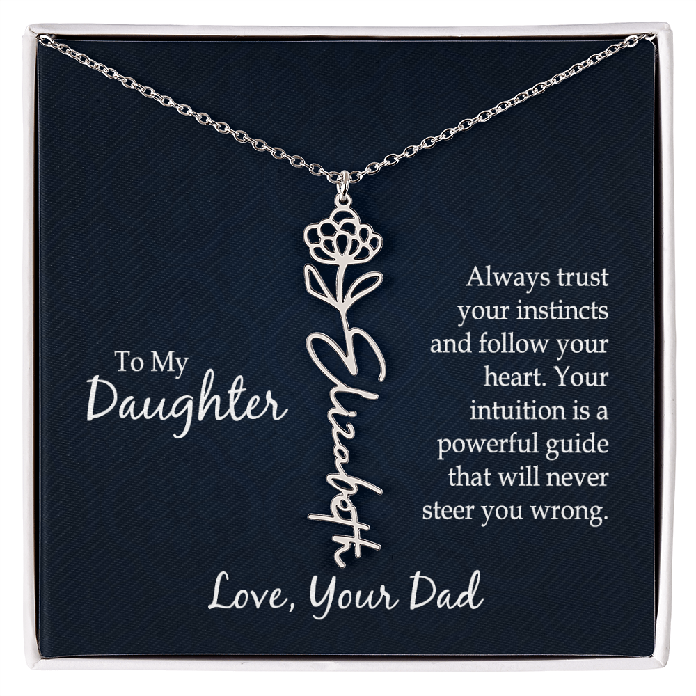 Personalized Daughter Birth Flower Name Necklace