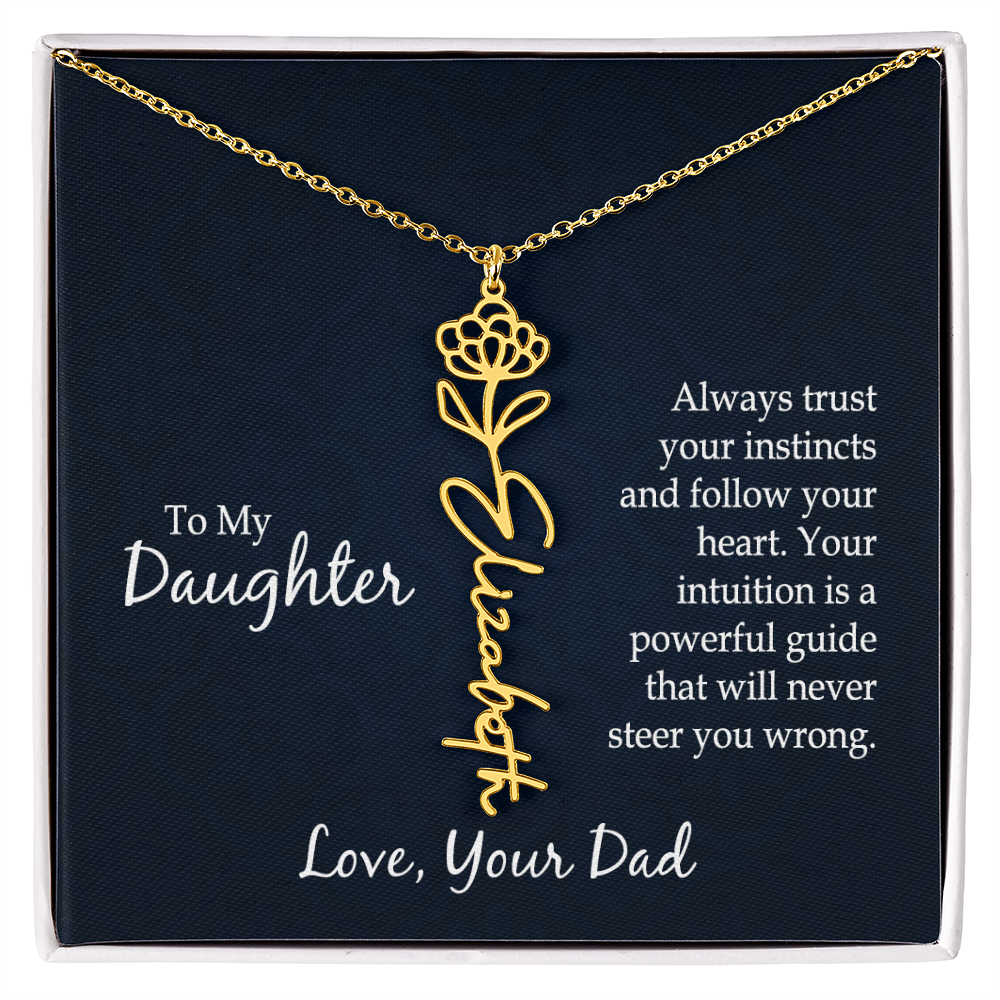 Personalized Daughter Birth Flower Name Necklace