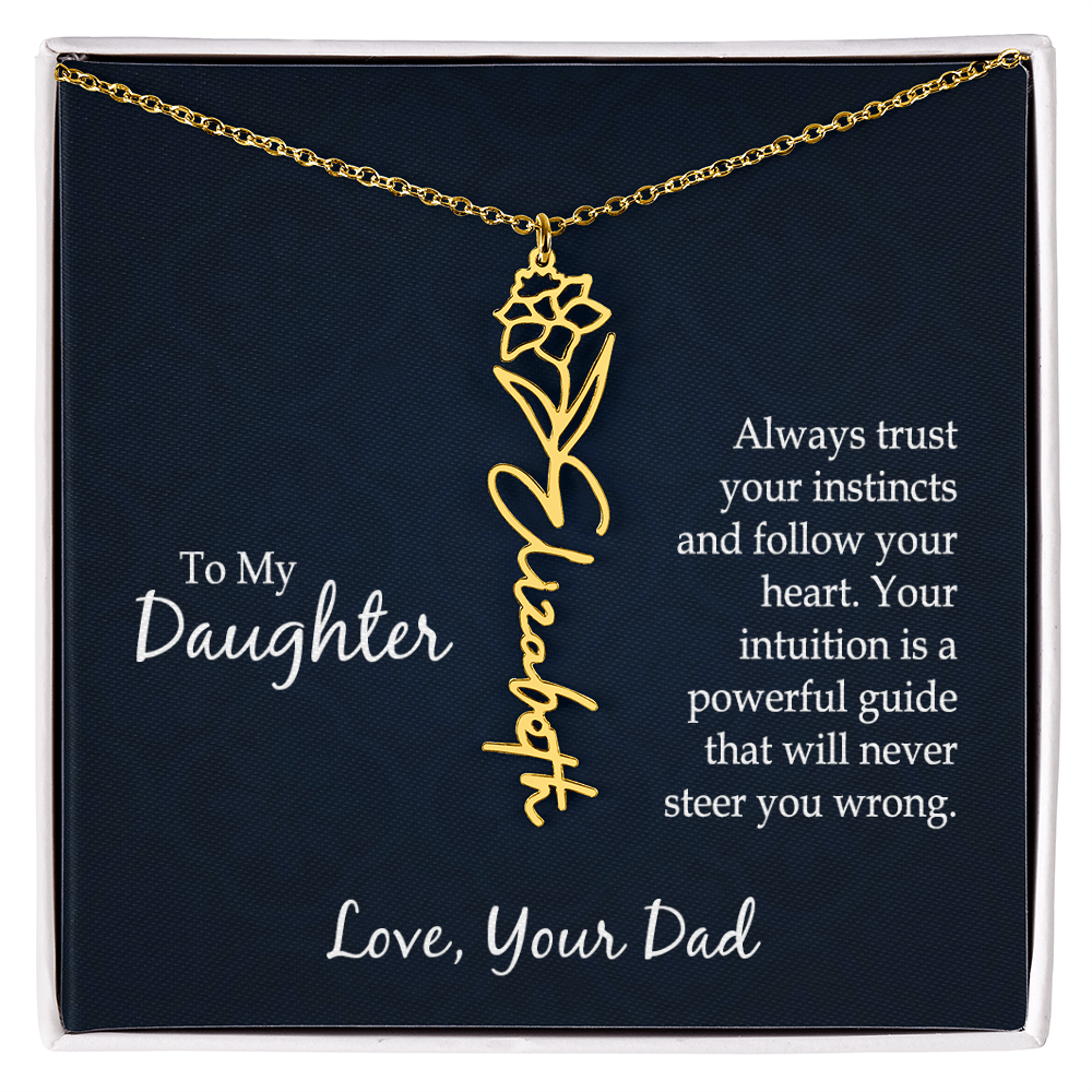 Personalized Daughter Birth Flower Name Necklace